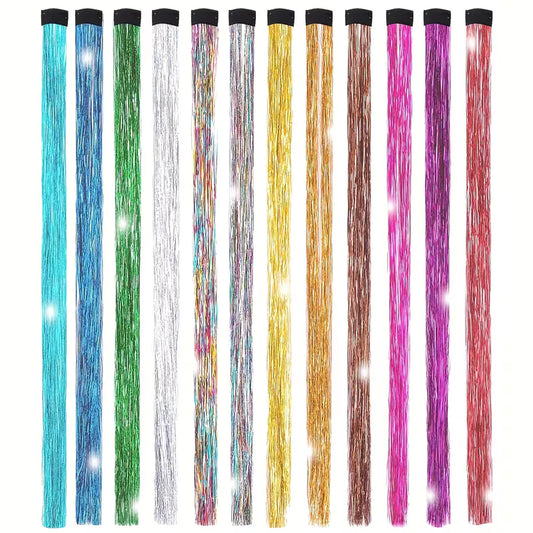 Sparkling Fairy Hair Tinsel Extensions 🌈 Heat-Resistant Glitter Strands for Women ✨