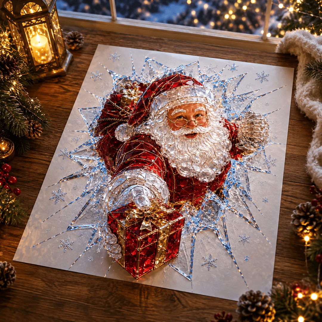 🔥HOT SALE 49% OFF✨🎄Crystal Christmas Break-In Window Decal — 3D Shattered-Glass Holiday Window Decoration