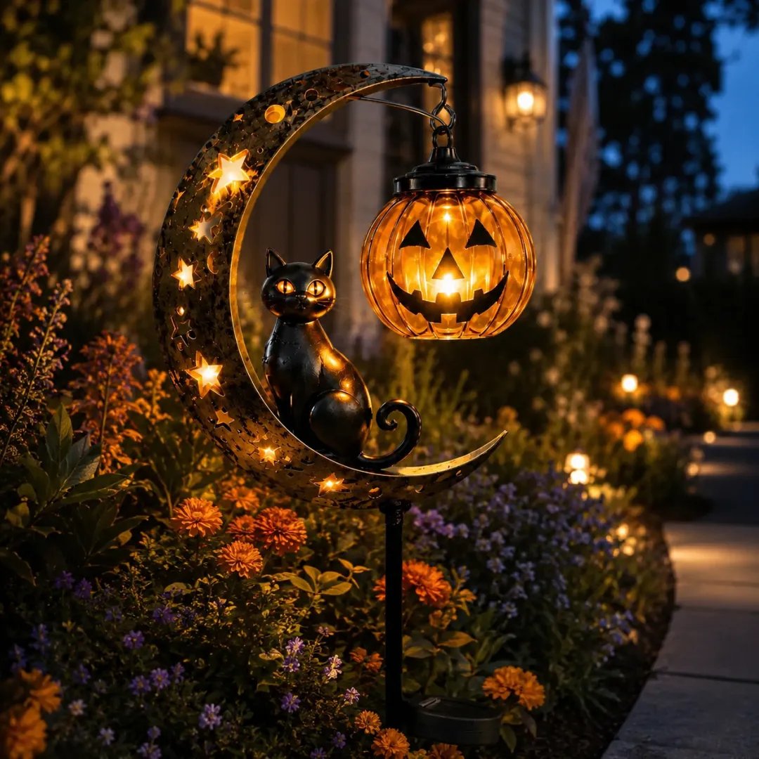🐈‍⬛🌙Halloween Early Bird Special Sale 49% OFF-Pumpkin Moon Garden Stake Light🎃
