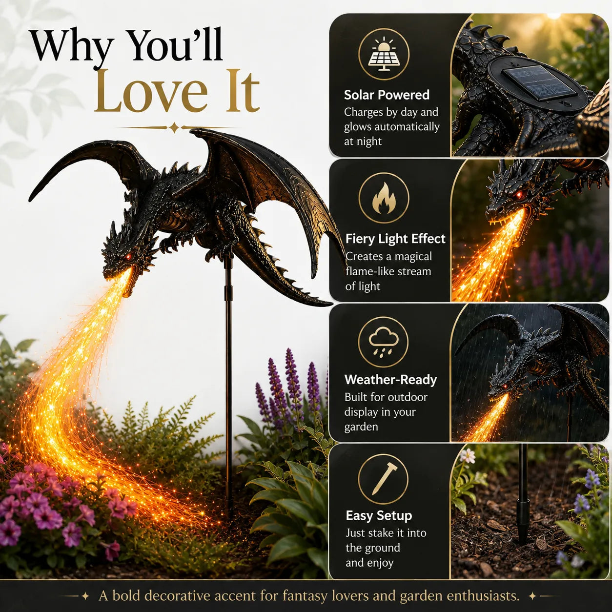 ⏳ Last Day 49% OFF – 👼🐉Solar Dragon Fire Garden Light🔥