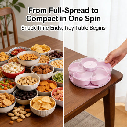 ✅ Rotating 5-Compartment Snack Tray👉Divided Spin & Snack Serving Tray