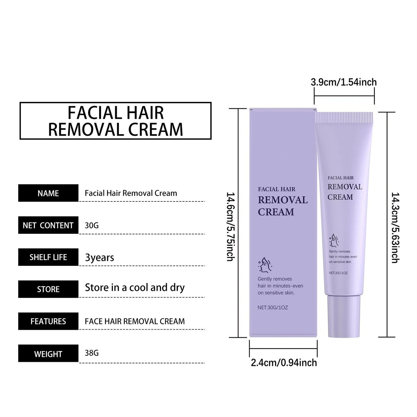 Gentle and Painless Facial Hair Removal Cream