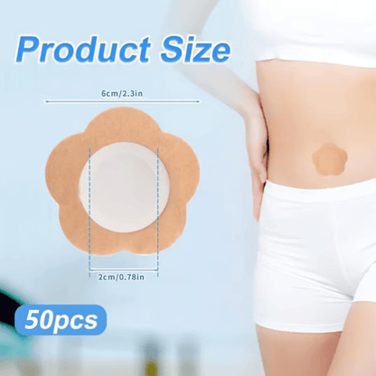 🔥50pcs  Pack Wrap for Belly Button🎁Self-Adhesive Patches Cover Patch Organic Disposable Spunlace Cloth Highly Absorbent Pad with Cotton, Oil Not Included (Skin Color)