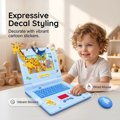 🔥Hot Sale 49% OFF🔥 Interactive Simulation Toy Laptop – Pretend Play Computer with A-Z Keyboard & 1-10 Number Keys, 55+ Songs Lights Sounds, 5 Learning Modes (ABC/Numbers/Music/Games/Messages), Foldable with Handle