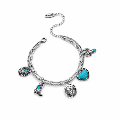🏇🤠Handmade Western Cowboy Charm Bracelet with Boot Hat Cactus & Heart Charms🌵BUY 2 GET 10% OFF