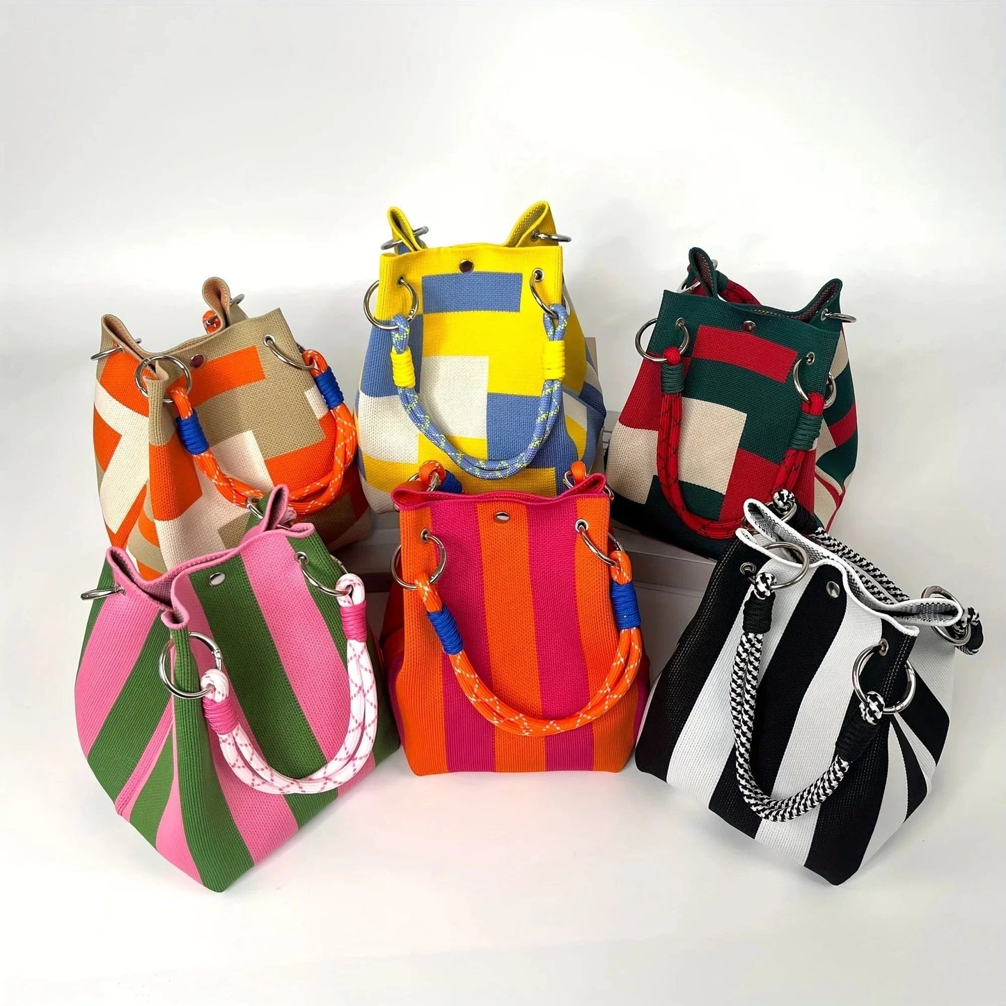 🔥HOT SALE🔥👜🏅Boho Woven Polyester Bucket Bag
