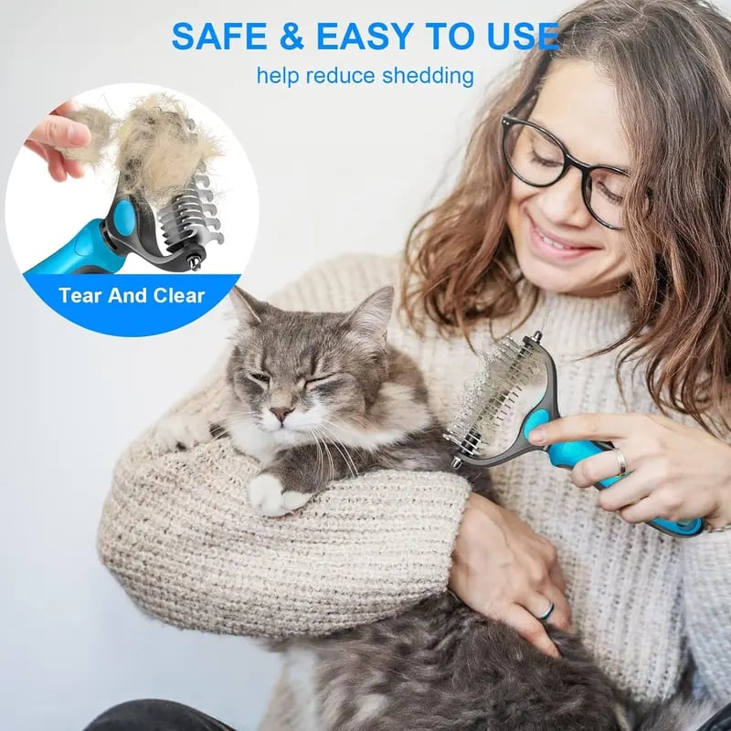 🐾 Double-Sided Deshedding Pet Brush – Dual-Sided, Ergonomic & Gentle for Dogs & Cats 🐶