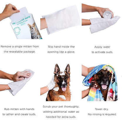 🔥Rinse-Free Dog Shampoo Mitts – Hypoallergenic Pet Bath Wipes