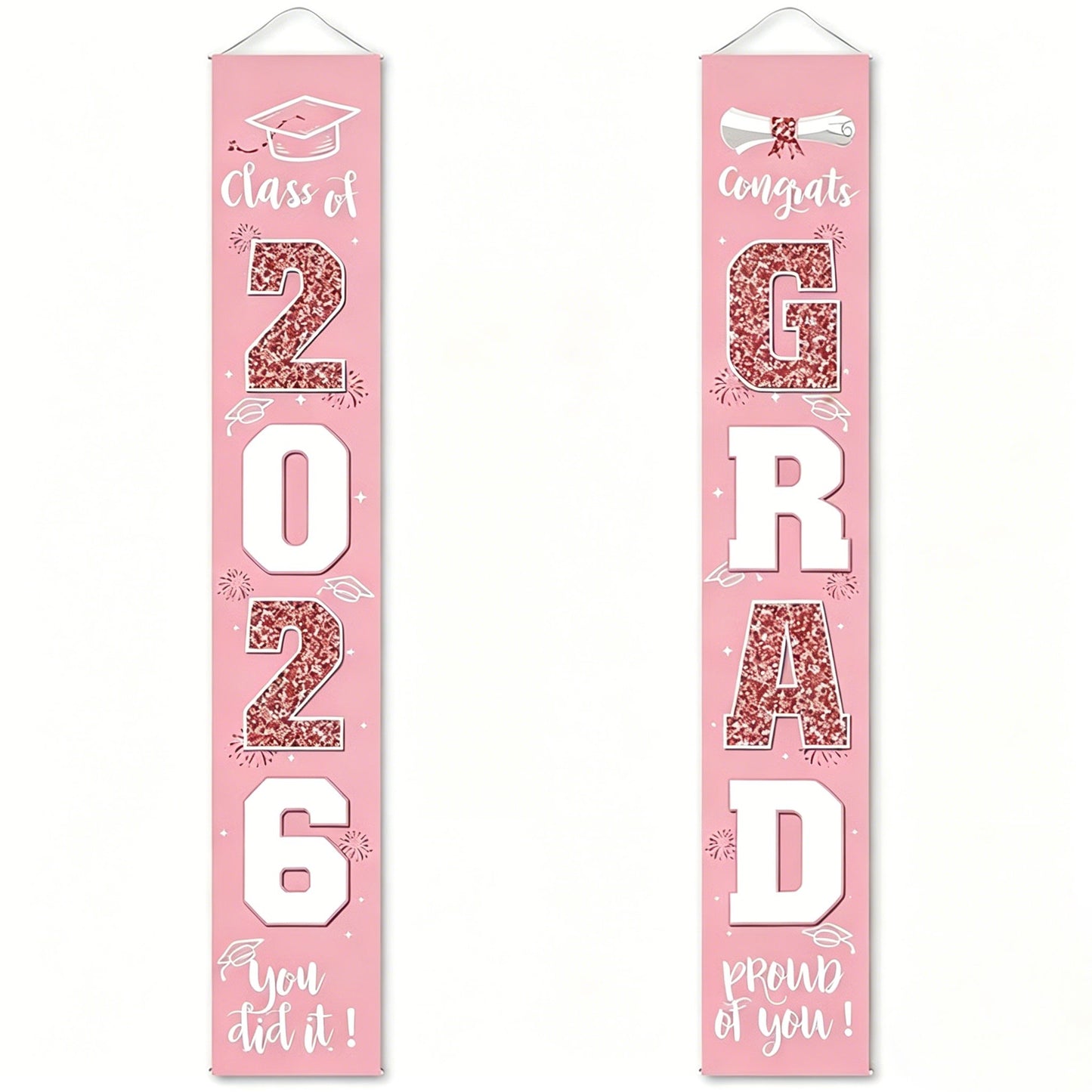 🎓Class of 2026 Graduation Banner | Congrats Grad Front Door Porch Decor for Graduation Party (✨Set of 2)