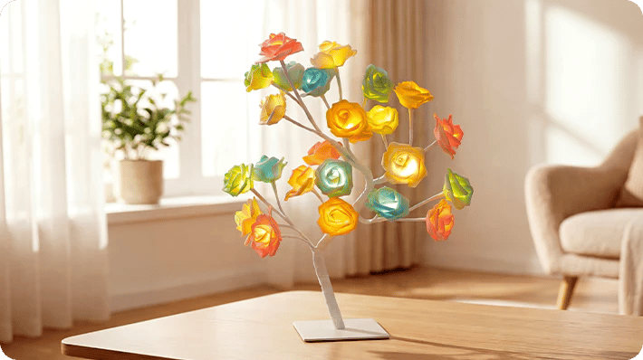 📢📢70% OFF!!⏰🌹Rose Flower Design Tree Night Light🌟