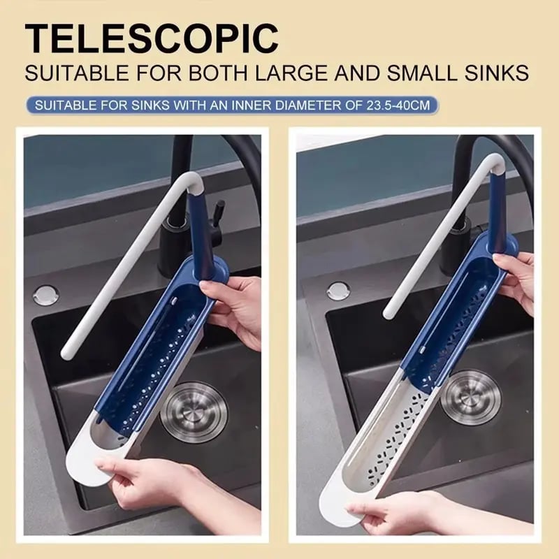 1PCS Retractable Sink Shelf — Adjustable-Length Sink Organizer & Expandable Kitchen Towel Rack