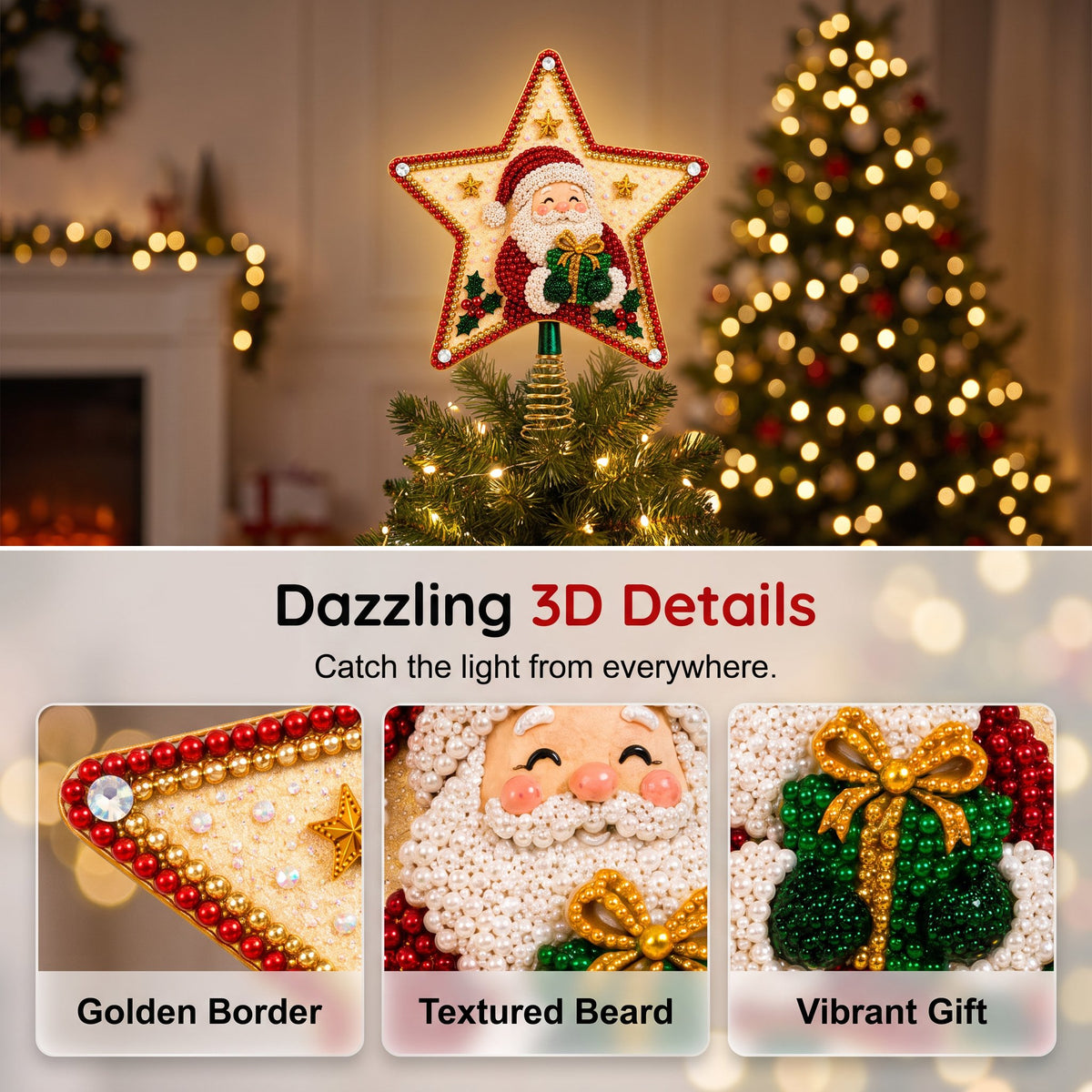 🏆Hot Sale⚡DIY Five-Pointed Star Diamond Painting Christmas Tree Topper