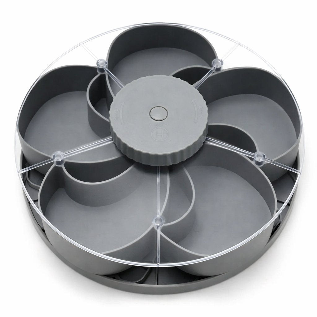 ✅ Rotating 5-Compartment Snack Tray👉Divided Spin & Snack Serving Tray