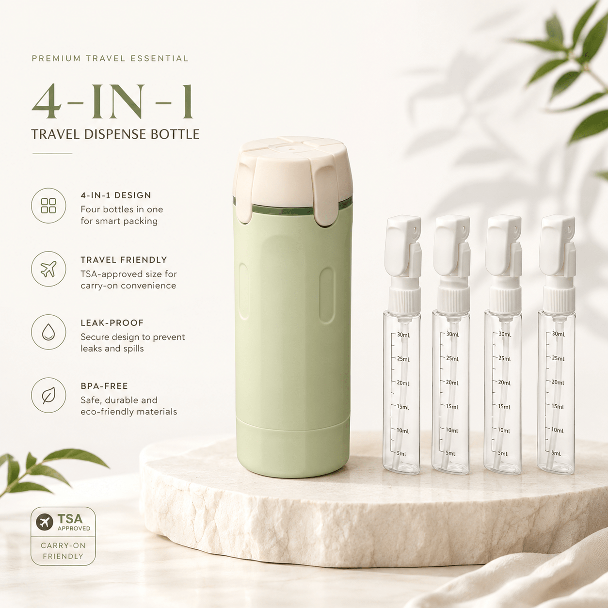 🔥Hot Sale 4-in-1 Travel Dispenser Bottle🧴