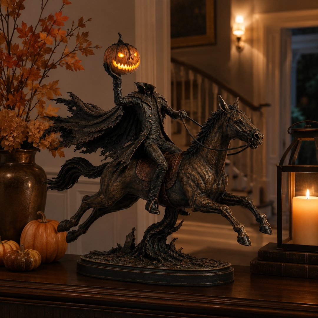 ⏰Limited Stock 50% OFF - 🎃🏇Midnight Chase Headless Horseman Statue✨