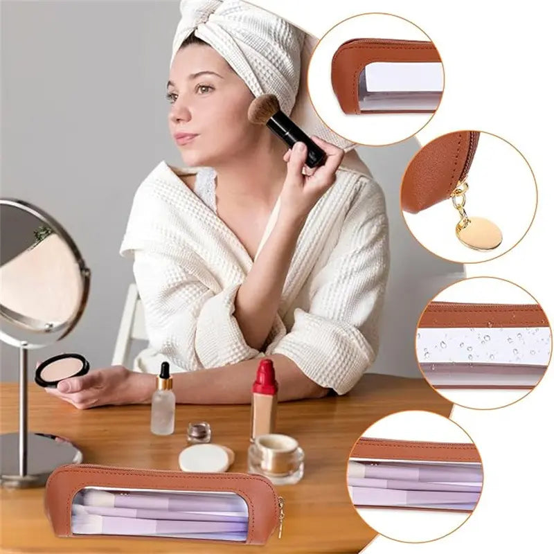 🌸 Multi-Compartment Makeup Brush Organizer Case