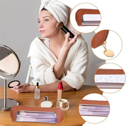 🌸 Multi-Compartment Makeup Brush Organizer Case