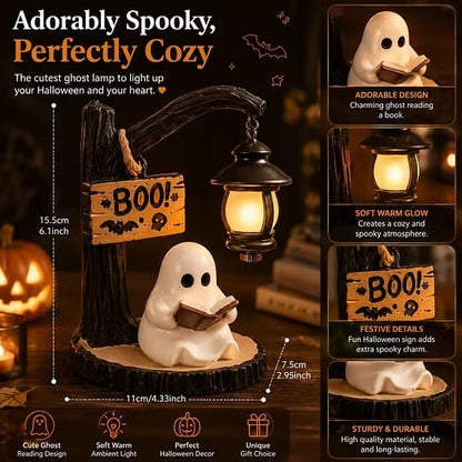 👻Cute Halloween Ghost Reading Figurine📚