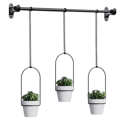🌱 BESTSELLER |🌿Adjustable Hanging Window Planter Set – Metal Rod Plant Hanger with 3 Pots for Indoor & Outdoor Green Display