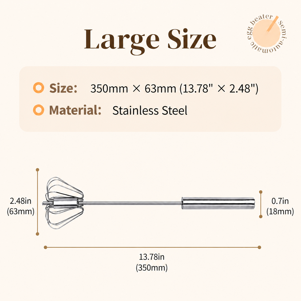 🔥  Stainless Steel Semi-Automatic Whisk