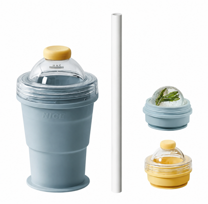 🧊Folding Ice Hockey Cup – Portable Silicone Whiskey Ice Sphere Maker & Drink Cup 🍹