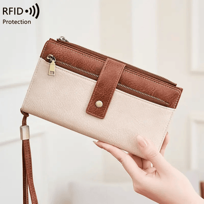 Women's RFID Leather Long Wallet - Stylish Clutch👛