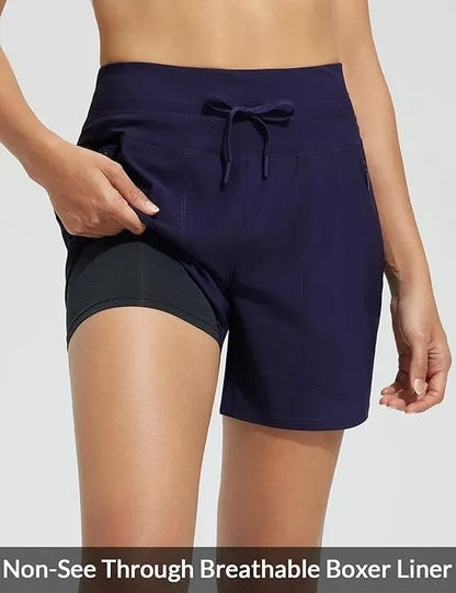 🔥🔥WOMEN'S 5" Swim Board Shorts High Waisted Quick Dry Swimsuit Swimming Bottoms🔥🔥