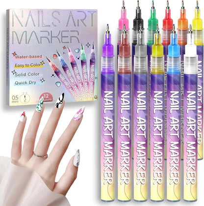 🎅🌟CHRISTMAS SPECIAL DISCOUNT:$16.99⏳12 Colors Nail Art Pens Set🎨💅