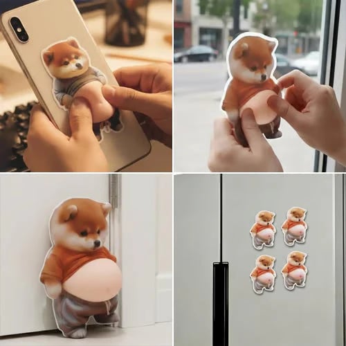 🏆⚡ 50K+ SOLD! 3D Cute Shiba Inu Self-Adhesive Door Stopper & Stress Ball(2 Pack )