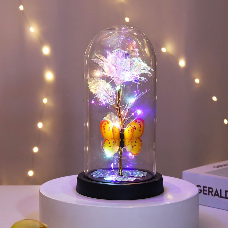 🌹Eternal Butterfly Rose Glass Dome Display with LED Light🥳Buy 2 Get 10% Off