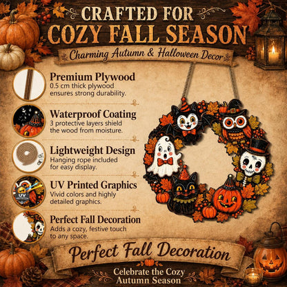 🎃 Hand-Carved 3D Halloween Wooden Door Hanger 👻
