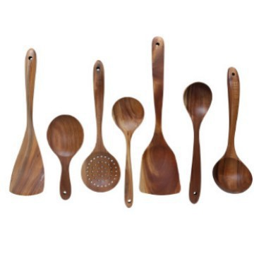 🌿 100% Pure Teak Wooden Kitchen Utensils – No Harsh Chemicals, Gentle on All Cookware🍴