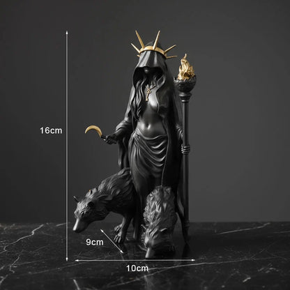 🌙🖤Hecate Niktipolos Resin Statue – Gothic Goddess Figurine for Altar, Bookshelf & Mythology Decor