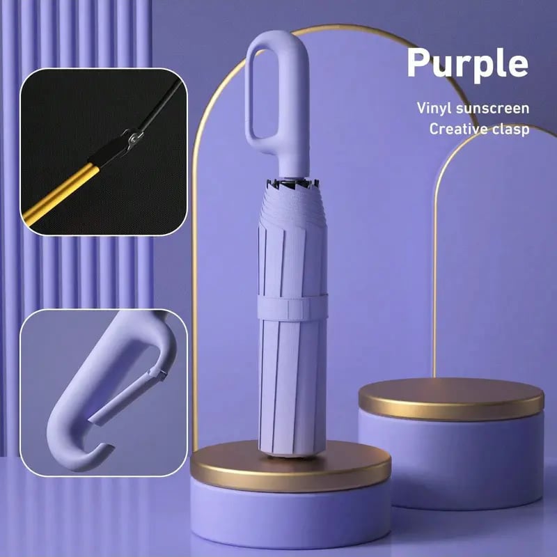 Portable Automatic Folding Umbrella, Windproof Waterproof with Loop Buckle
