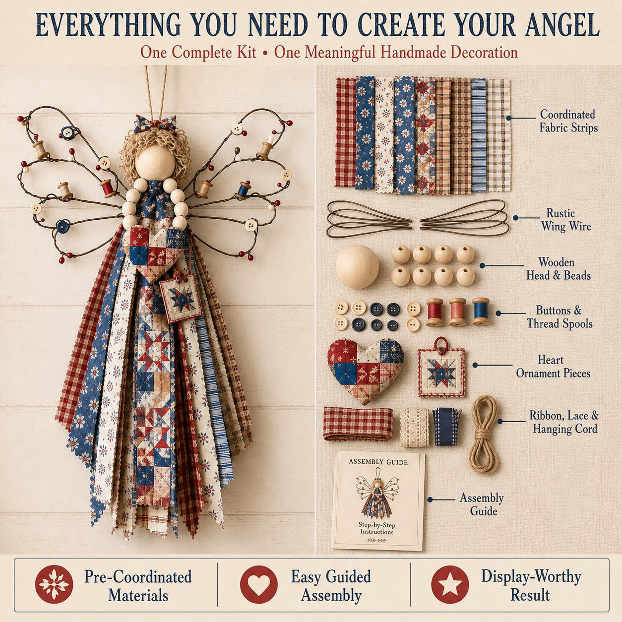 🪽 Angel Fabric Hanging DIY Kit - Stitch a Little Blessing That Stays Forever