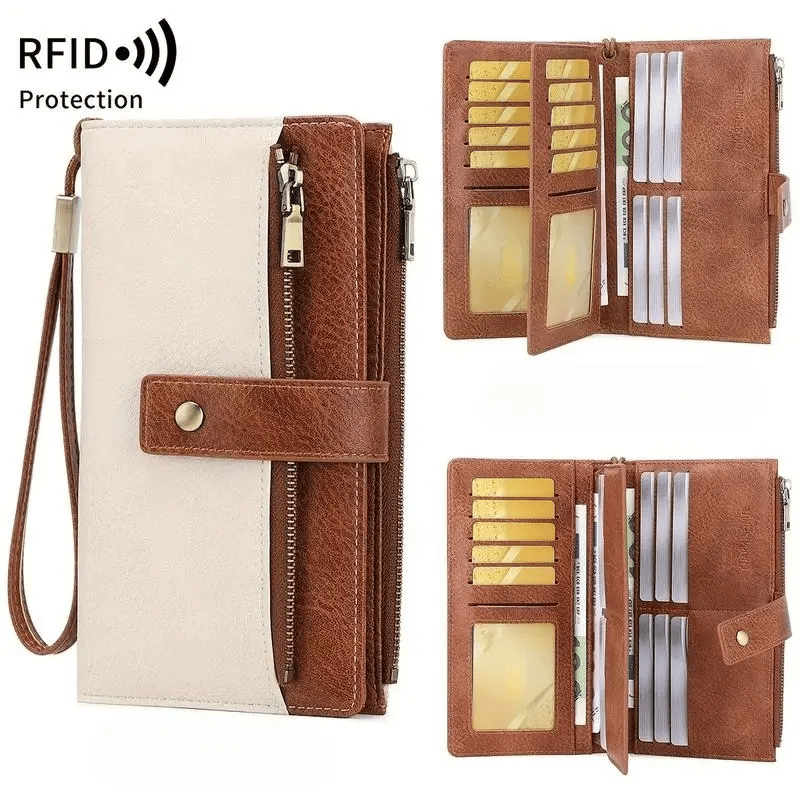 Women's RFID Leather Long Wallet - Stylish Clutch👛