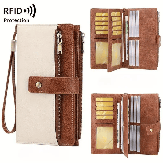 Women's RFID Leather Long Wallet - Stylish Clutch👛