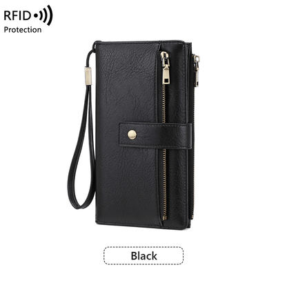 Women's RFID Leather Long Wallet - Stylish Clutch👛
