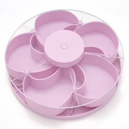 ✅ Rotating 5-Compartment Snack Tray👉Divided Spin & Snack Serving Tray