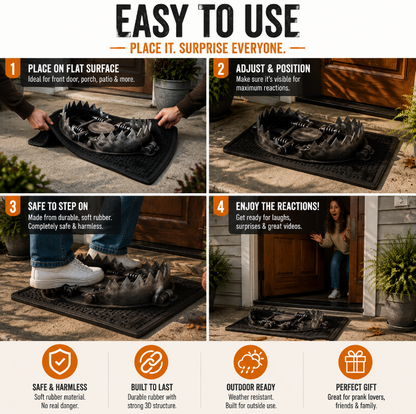 🔥 Limited Time Deal – 3D Bear Trap Reaction Doormat | Realistic Funny Prank Door Mat That Makes Everyone Look Twice( 2D printing)