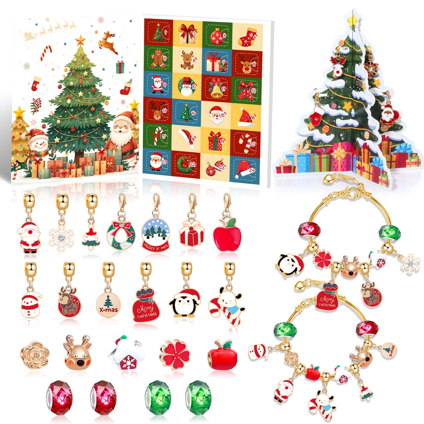 DIY 24 Days Christmas Countdown Calendar Bracelets Set