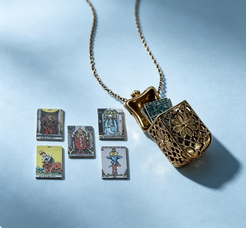 Vintage Tarot Locket Pendant Necklace🥳