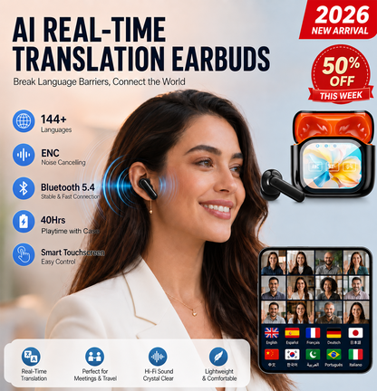 2026 New Bluetooth Wireless Noise-Canceling Translation Earbuds