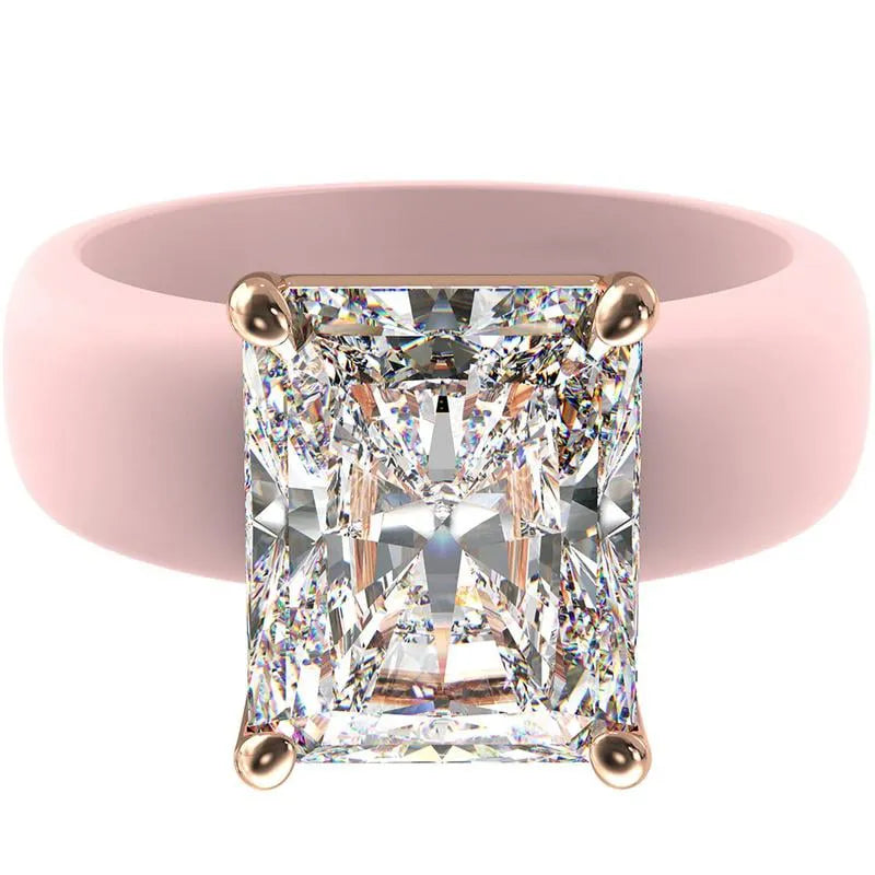 Renfit Silicone Ring – 10×8 mm Emerald Cut CZ | Patent-Pending Design - GlowStone Collection