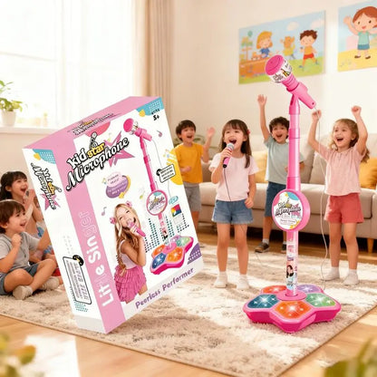 Kids Karaoke Microphone Toy with LED Lights & Music (Ages 2-12 Birthday Gift)