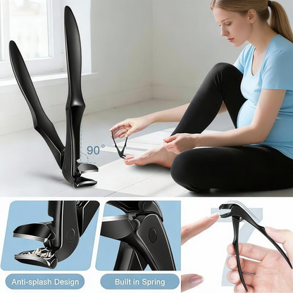 Stainless steel nail clippers with a splash guard – wide opening design for easy trimming of ingrown nails and pedicures ✂️👣