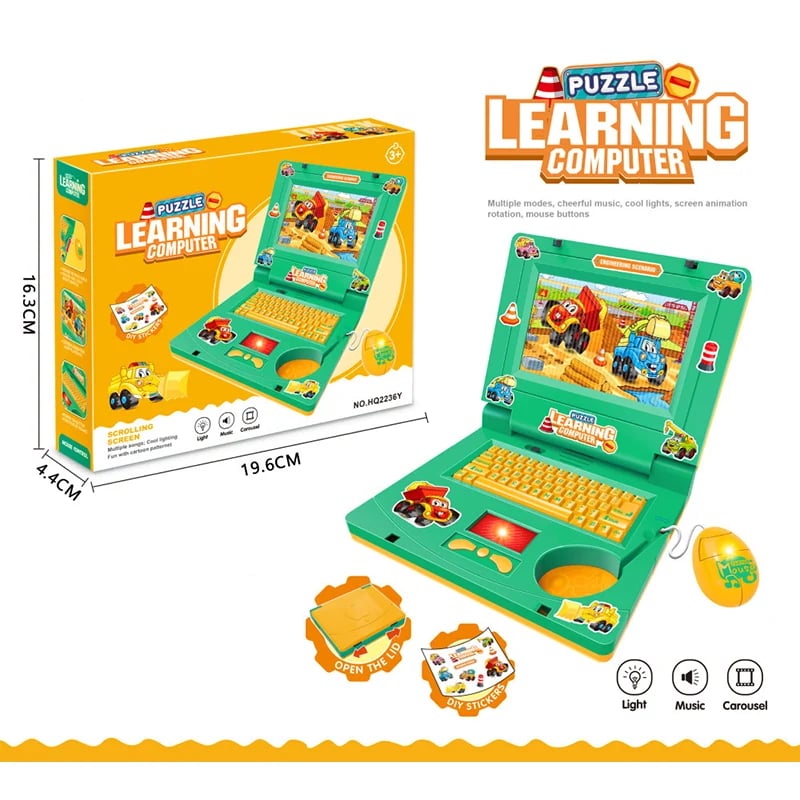 🔥Hot Sale 49% OFF🔥 Interactive Simulation Toy Laptop – Pretend Play Computer with A-Z Keyboard & 1-10 Number Keys, 55+ Songs Lights Sounds, 5 Learning Modes (ABC/Numbers/Music/Games/Messages), Foldable with Handle