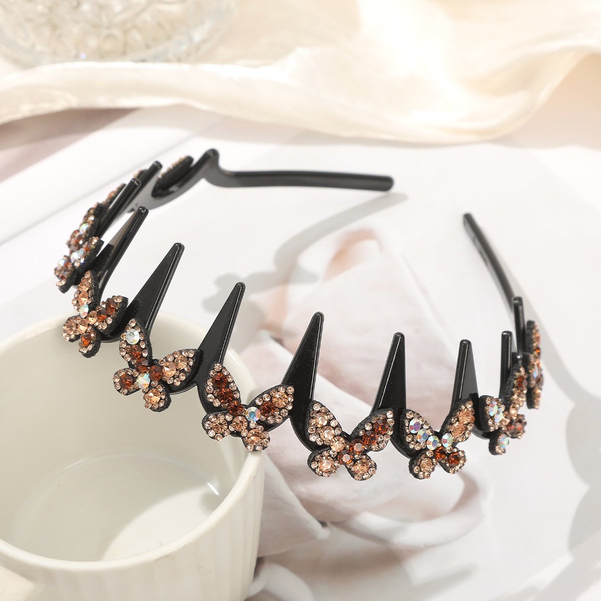 ✨ Wavy Butterfly Headband Set – Non‑Slip, Sparkling, 4 Colors