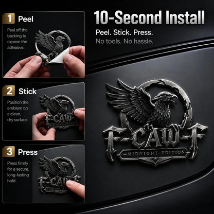 🦅 F-CAW-F Midnight Edition Metal Emblem - Premium Raven Badge For Drivers With Attitude