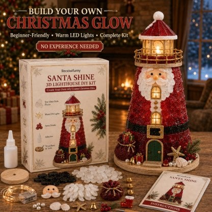 🔥 LAST DAY 49% OFF –🎄 DIY Lighted Christmas Sea Glass-Style Lighthouse Kit ✨